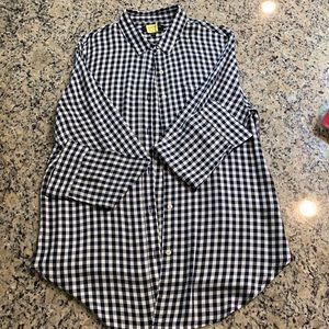 Navy and White Checkered BR Button Down